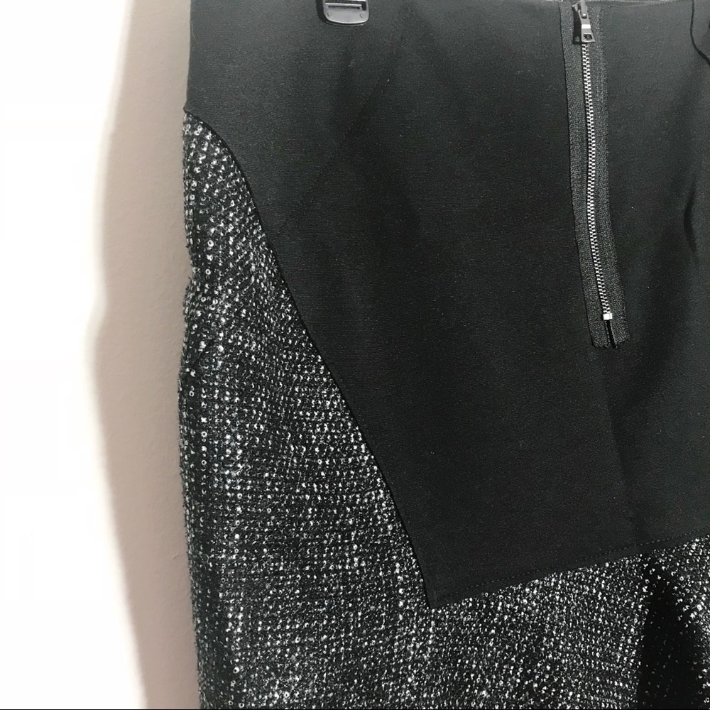 T Tahari Black & White Tweed Skirt Exposed Zipper - Picture 5 of 8
